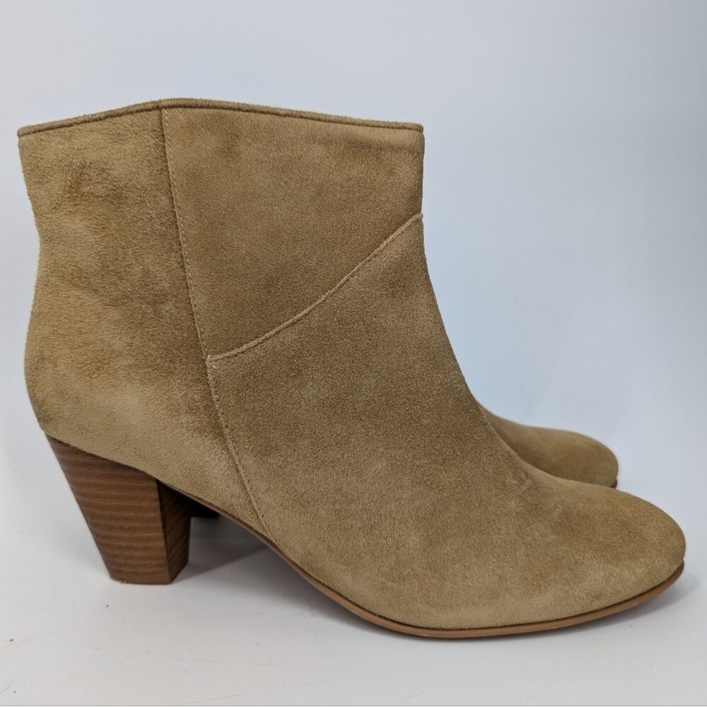 MLE Mia Limited Edition Soho Pull On Heeled Ankle Boots Tan Natural Suede 8.5